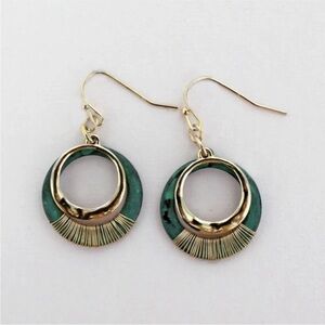 Goldtone & Patina Wire-Wrapped Circle Earrings